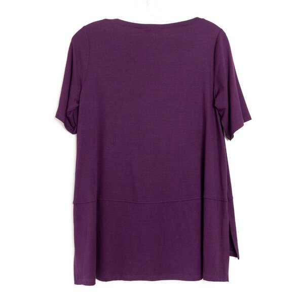 Eileen Fisher Fine Jersey Boat Neck Top Blackberry Purple XS - Picture 3 of 11
